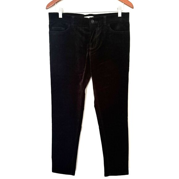 NWT Banana Republic Black Velvet Pants Mid Rise Stretch Cotton Blend Trousers 6S - Picture 1 of 9